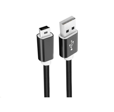 WG - Datový kabel USB Mini-B (5 pins)-USB-A / 1m / nylon braided / black WG - Datový kabel USB Mini-B (5 pins)-USB-A / 1m / nylon braided / black