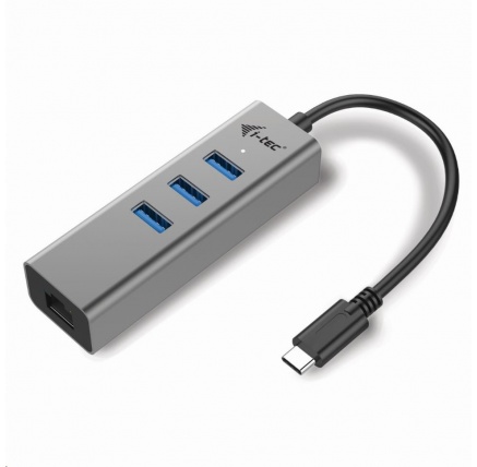 i-tec USB-C Metal 3-portový HUB s Gigabit Ethernet adapterem