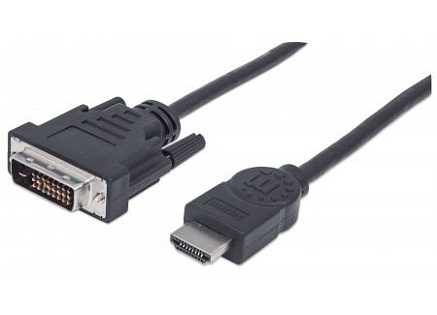 MANHATTAN kabel HDMI Male to DVI-D 24+1 Male, Dual Link, Black, 1,8m