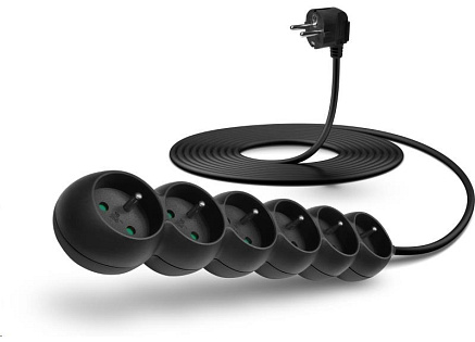 CONNECT IT prodlužovací kabel 230 V, 6 zásuvek, 5 m, bez vypínače (černý)