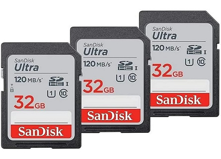 SanDisk SDHC karta 32GB Ultra (R:120/W:120 MB/s, UHS-I, C10), 3-Pack SanDisk SDHC karta 32GB Ultra (R:120/W:120 MB/s, UHS-I, C10), 3-Pack