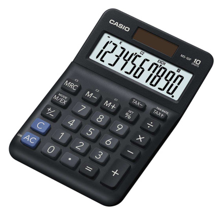 CASIO kalkulačka MS 10 F, černá, stolní, desetimístná