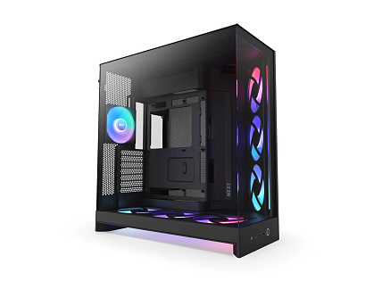 NZXT skříň H9 Flow ARGB+ dvoukomorová ATX / 6xRGB 140 mm / 1x 120mm fan / prosklená / controller / černá
