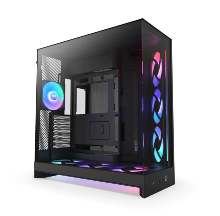NZXT skříň H9 Flow ARGB+ dvoukomorová ATX / 6xRGB 140 mm / 1x 120mm fan / prosklená / controller / černá