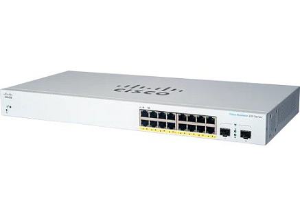 Cisco switch CBS220-16P-2G (16xGbE,2xSFP,16xPoE+,130W,fanless)
