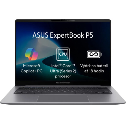 ASUS NTB ExpertBook P5 (P5405CSA-ULTRA5X), Ultra 5-226V, 14" 2560 x 1600, 16GB, 512GB SSD, Intel Arc, W11 Pro, Gray