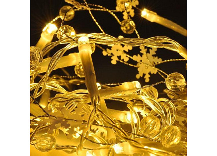 Solight LED řetěz s ozdobnými přívěšky 20LED, 60x mini dekorace, 2m, 2x AA