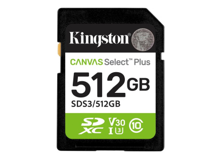 Kingston SDXC karta 512GB Canvas Select Plus, U1, V10, A1