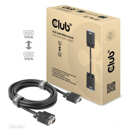 Club3D kabel oboustranný VGA, M/M, 28AWG, 3m Club3D kabel oboustranný VGA, M/M, 28AWG, 3m