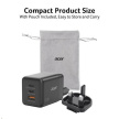 ACER Adaptér 100W GaN charger, 3porty: 2x USB-C + 1x USB-A ports, EU a UK zástrčka, textilní obal, black