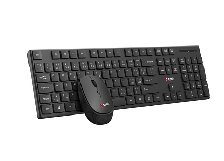 BAZAR - C-TECH klávesnice s myší WLKMC-03, Bezdrátový set 2.4GHz, CZ, Černá, rozbaleno BAZAR - C-TECH klávesnice s myší WLKMC-03, Bezdrátový set 2.4GHz, CZ, Černá, rozbaleno
