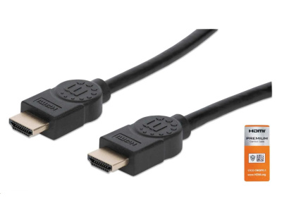 MANHATTAN Kabel HDMI Premium High Speed + Ethernet, 5m, černý