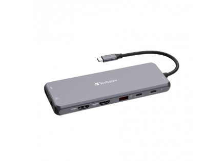 VERBATIM Hub USB-C Pro Multiport 13 Port, 6x USB-A, 2x USB-C, 2x HDMI, DP, RJ45, 3.5mm Jack audio, šedá VERBATIM Hub USB-C Pro Multiport 13 Port, 6x USB-A, 2x USB-C, 2x HDMI, DP, RJ45, 3.5mm Jack audio, šedá