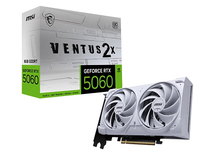 MSI VGA NVIDIA GeForce RTX 5060 8G VENTUS 2X OC WHITE, RTX 5060, 8GB GDDR7, 3xDP, 1xHDMI