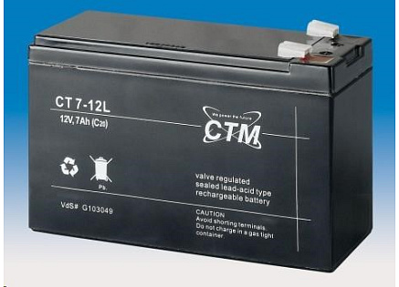 Baterie - CTM CT 12-7L (12V/7Ah - Faston 250), životnost 5let
