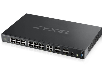 Zyxel XGS4600-32 L3 Managed Switch, 28x gigabit RJ45, 4x 10G SFP+, stackable, dual PSU