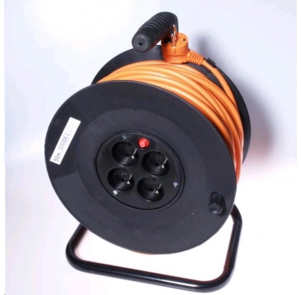 PREMIUMCORD Prodlužovací přívod 230V buben 50m, 4 zásuvky, černá