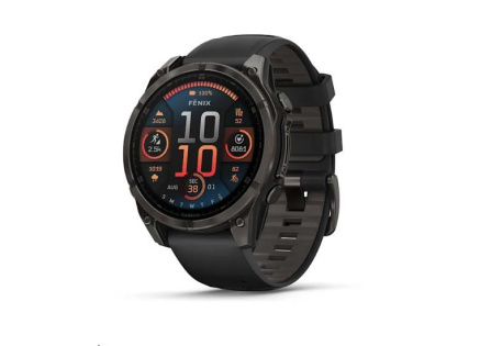 Garmin fenix® 8 – 47 mm, AMOLED, Sapphire, Carbon grey DLC titanium s Black/Gray silikonovým řemínkem, EU Garmin fenix® 8 – 47 mm, AMOLED, Sapphire, Carbon grey DLC titanium s Black/Gray silikonovým řemínkem, EU