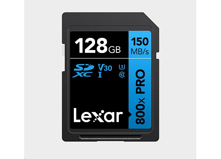 Lexar SDXC 800x Pro UHS-I cards, C10 (V30) U3, R150/W45, 256GB Lexar SDXC 800x Pro UHS-I cards, C10 (V30) U3, R150/W45, 256GB