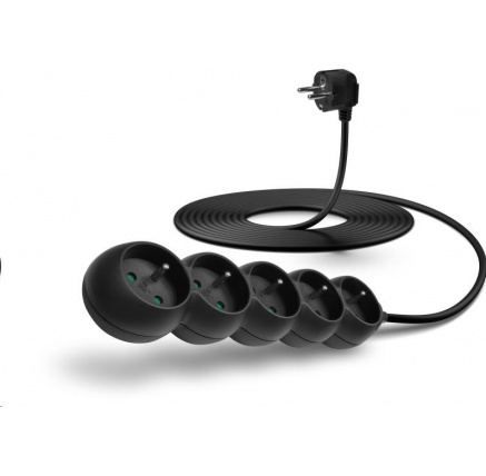 CONNECT IT prodlužovací kabel 230 V, 5 zásuvek, 5 m, bez vypínače (černý) CONNECT IT prodlužovací kabel 230 V, 5 zásuvek, 5 m, bez vypínače (černý)