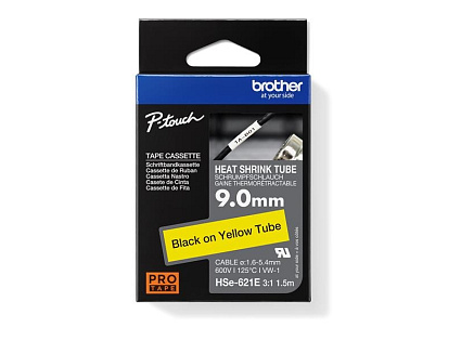 BROTHER smršťovací bužírka - HSE-621E žlutá pro E300VP H300 H500 E550 P700 P750 D800 P900 P950 - 9,0mm / 1,6-5,4 / 3:1