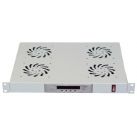 LEXI-Net 19" ventilační jednotka 1U, 4 ventilátory, LCD, digitální termostat, hloubka 350mm, šedá