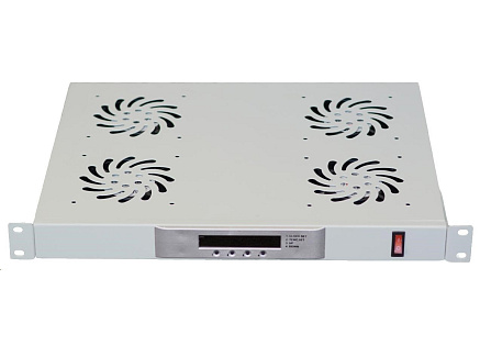 LEXI-Net 19" ventilační jednotka 1U, 4 ventilátory, LCD, digitální termostat, hloubka 350mm, šedá