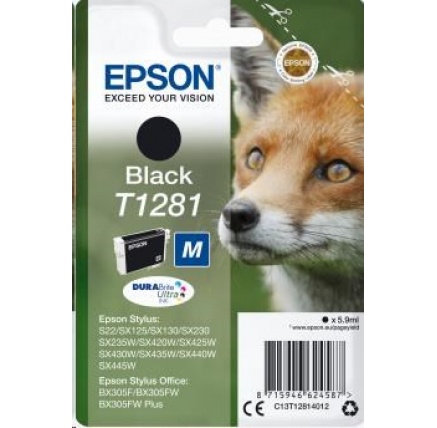 EPSON ink čer Singlepack "Liška" Black T1281 DURABrite Ultra Ink (5,9 ml) EPSON ink čer Singlepack "Liška" Black T1281 DURABrite Ultra Ink (5,9 ml)