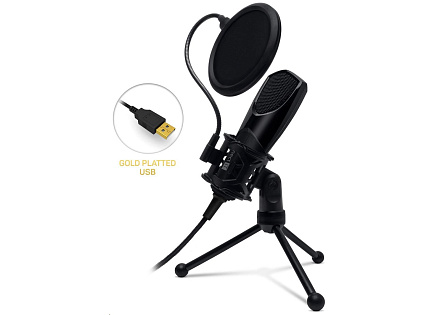 CONNECT IT YouMic mikrofon USB s POP filtrem, pozlacený konektor USB, černý