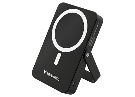 VERBATIM Powerbanka Charge 'n' Go, Magnetická, 10000 mAh, USB-C, Stojánek, Černá