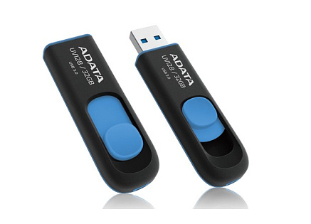 ADATA Flash Disk 32GB UV128, USB 3.1 Dash Drive (R:40/W:25 MB/s) černá/modrá ADATA Flash Disk 32GB UV128, USB 3.1 Dash Drive (R:40/W:25 MB/s) černá/modrá