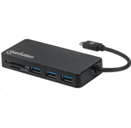 MANHATTAN USB-C Hub 3-port USB 3.2 Gen 1 Hub se čtečkou karet