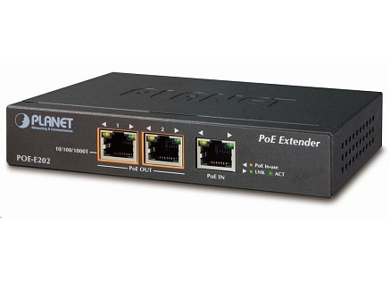 Planet POE-E202 PoE extender, 1xPoE-in, 2xPoE-out 25W, 802.3at/af, Gigabit