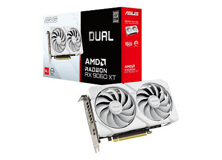 ASUS VGA AMD Radeon RX 9060 XT DUAL 16GB WHITE, RX 9060 XT, 16GB GDDR6, 2xDP, 1xHDMI
