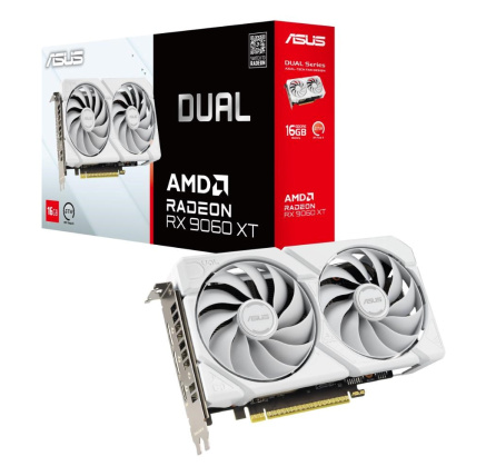 ASUS VGA AMD Radeon RX 9060 XT DUAL 16GB WHITE, RX 9060 XT, 16GB GDDR6, 2xDP, 1xHDMI ASUS VGA AMD Radeon RX 9060 XT DUAL 16GB WHITE, RX 9060 XT, 16GB GDDR6, 2xDP, 1xHDMI