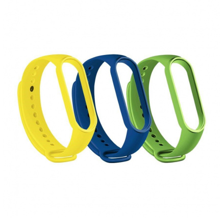 RhinoTech řemínky pro Xiaomi Mi Band 3/4 (3-pack tmavě modrá, žlutá, zelená)