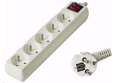 PREMIUMCORD Prodlužovací přívod 230V 10m, 5 zásuvek + vypínač, bílá PREMIUMCORD Prodlužovací přívod 230V 10m, 5 zásuvek + vypínač, bílá