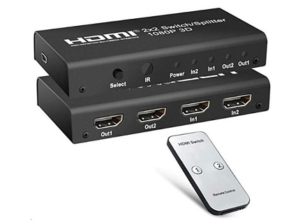 PREMIUMCORD HDMI switch 2:2 , 3D, 1080p s dálkovým ovladačem