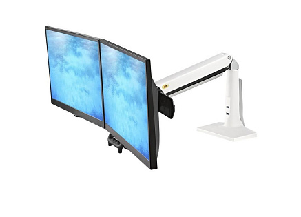 Bílý stolní držák na dva monitory NB F27W