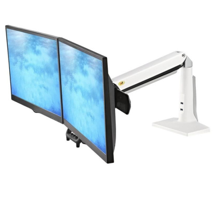 Bílý stolní držák na dva monitory NB F27W