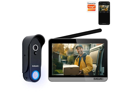 EVOLVEO DoorPhone W7, Sada domácího bezdrátového videotelefonu s WiFi černý stříbrný monitor