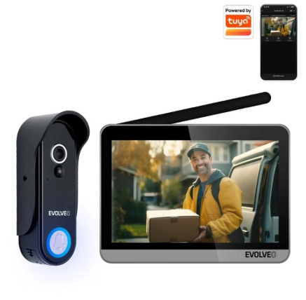 EVOLVEO DoorPhone W7, Sada domácího bezdrátového videotelefonu s WiFi černý stříbrný monitor EVOLVEO DoorPhone W7, Sada domácího bezdrátového videotelefonu s WiFi černý stříbrný monitor