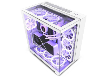 NZXT skříň H9 Elite dvoukomorová ATX / 3xRGB 120 mm / 1x 120mm fan / prosklená / RGB&fan controler / bílá