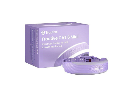 Tractive CAT 6 Mini – chytrý GPS lokátor pro kočky a monitor zdraví s integrovaným obojkem - levandulový Tractive CAT 6 Mini – chytrý GPS lokátor pro kočky a monitor zdraví s integrovaným obojkem - levandulový