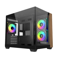 Cooler Master case Elite 481 Wood, mATX, Průhledná bočnice, 3x 120mm ARGB Fan, Černá