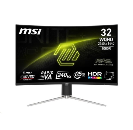 MSI LCD MAG 325CQRXF E2, 31.5", 2560x1440, Rapid VA, 240Hz, 0,5ms, VESA 100x100, Black MSI LCD MAG 325CQRXF E2, 31.5", 2560x1440, Rapid VA, 240Hz, 0,5ms, VESA 100x100, Black