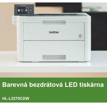 BROTHER tiskárna color LED HL-L3270CDW - A4, 24ppm, 2400x600, 256MB, USB 2.0, WiFi, LAN,250listů, disp6,8cm touch DUPLEX