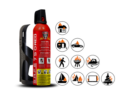 Safe SET Hasicí sprej  750 RED + držák  75C