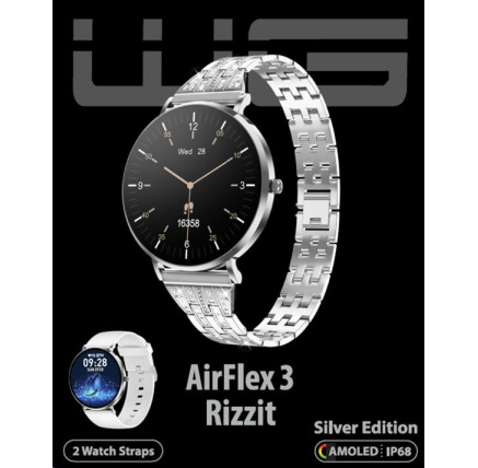 WG - Chytré hodinky WG AirFlex3 Rizz It, dámské, 2x řemínek, stříbrná