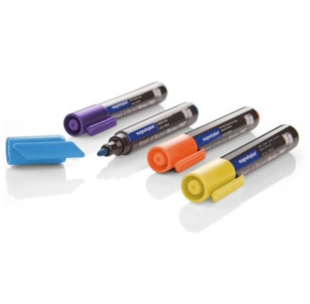 Popisovač Magnetoplan barvy sada  Pro, světle modrá, fialová, žlutá, oranžová